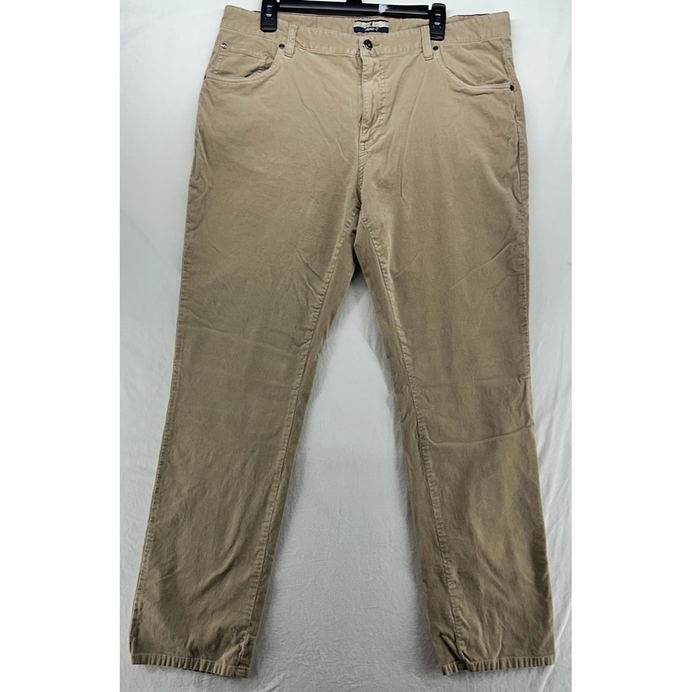 Johnnie-O Mens Micro Corduroy Pants 36x32 Tan Khaki Straight Leg 5-Pocket